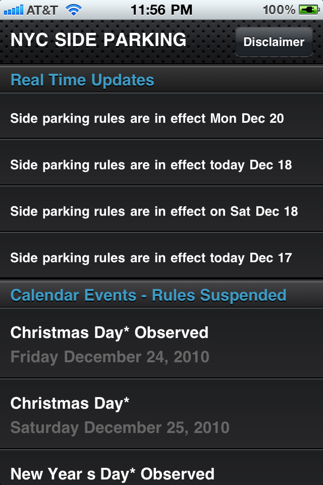 NYC Side Parking Rules (iPhone & Android App)